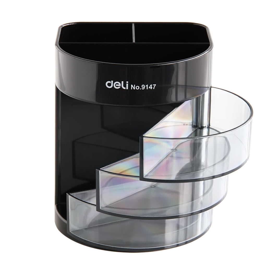 Deli Stationery Multi-layer Pen Holder Office Business Plastic Pen Holder Metal Grid Pen Holder Pen Holder Combination Storage Box