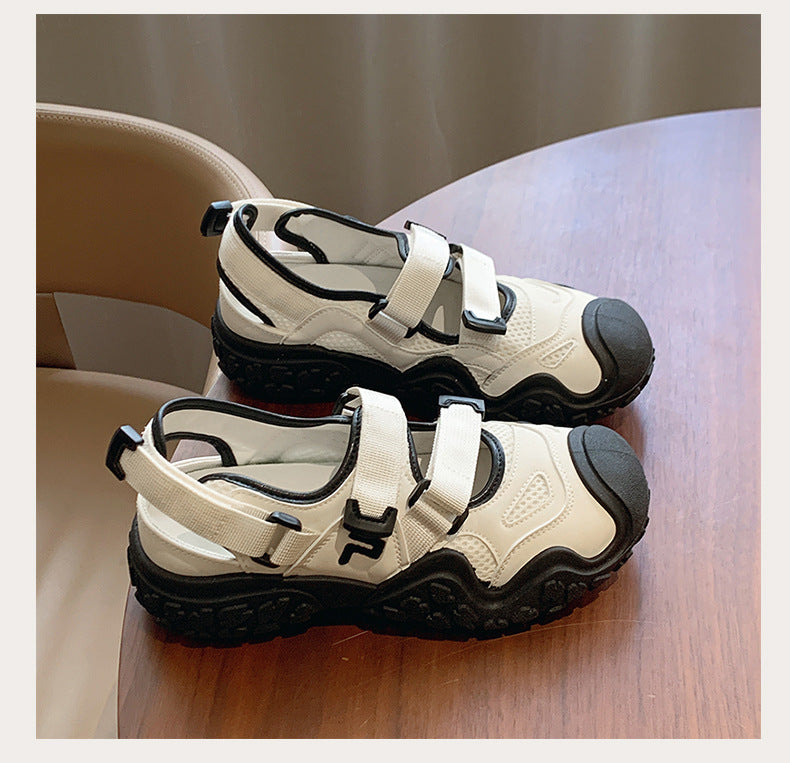 Ugly thick sole baotou roman sandals women's summer outwear 2026 new breathable cut out sports dad hole shoes