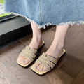 plus size cross-border flat slippers women's summer outwear full diamond one-line casual beach vacation sandals women's wholesale