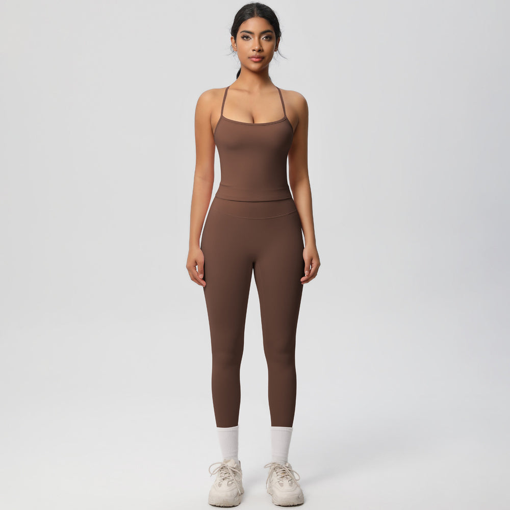 European and american nude feel brushed solid color yoga outfit set - quick-dry, breathable, 8-piece running & fitness activewear set for women