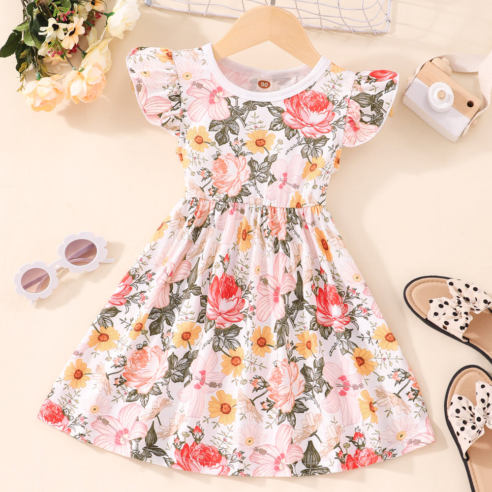 New arrival small and medium children flying sleeve dresskidsdressgirl princess dress