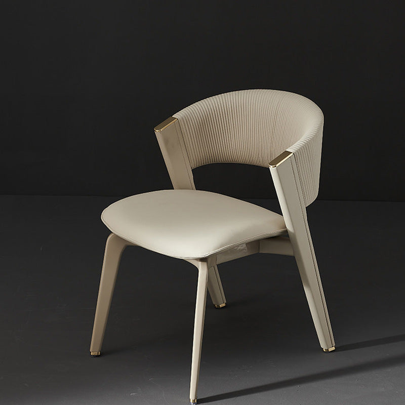 High-end cc dining chair: italian minimalist, light luxury, genuine leather backrest, designer luxury stone dining table and chairs