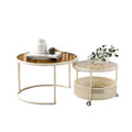 Luxury minimalist modern glass round table -  new arrival - small apartment home decor - cream style mobile coffee table for living room