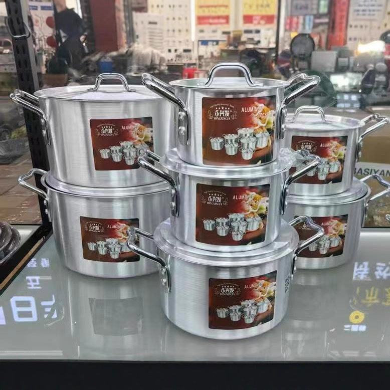 Factory direct sales suit aluminum pot 6pcs aluminum pot thickened export hot selling set aluminum pot
