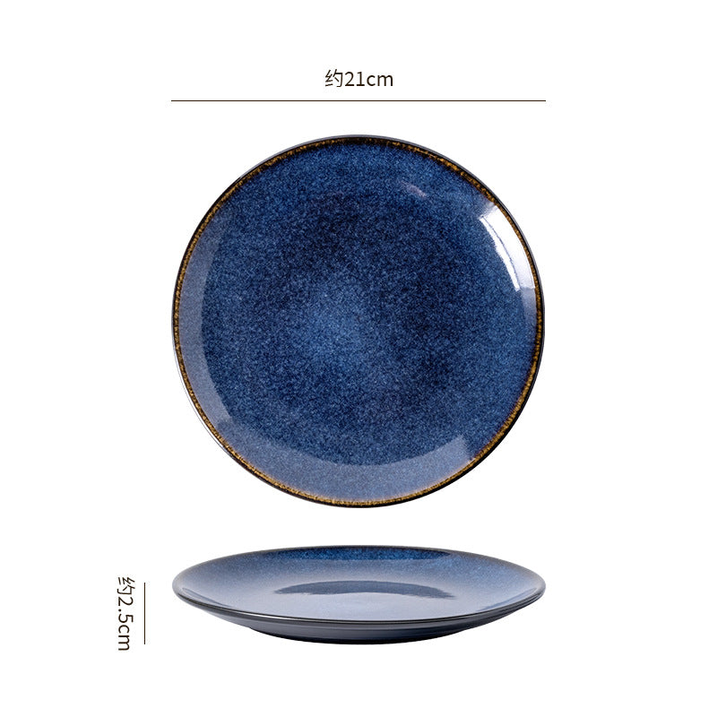 Retro high-looking ceramic stylish dessert plate shallow plate restaurant hotel cooking plate steak western food plate snack plate