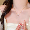 Minimalist gold cat's eye butterfly necklace - women's delicate and elegant thin chain, versatile and chic, choker style