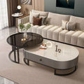 Accessible luxury oval glass coffee table living room for home tea table popular classy marble coffee table tea table adult
