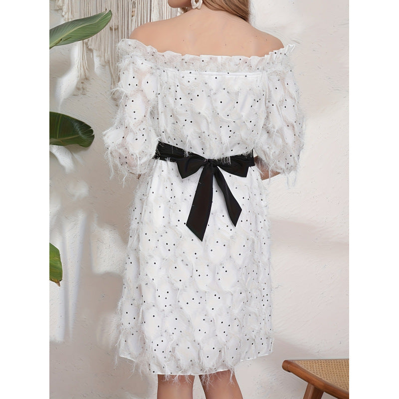 Aliexpress new arrival: women's elegant cutout tassel dress, casual a-line skirt