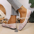 spring/summer new lace mesh square toe mary jane women's plus size flat comfortable versatile single shoes