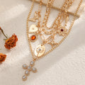 Long cross necklace wholesale pendant retro bow heart stacking design necklace clavicle chain