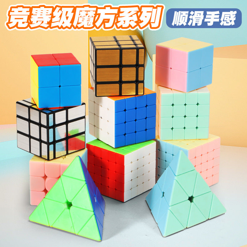 Puzzle 2345-level rubik's cube black color printed mirror pyramid five rubik's cube diagonal rotation sq twisted alien hot selling toy