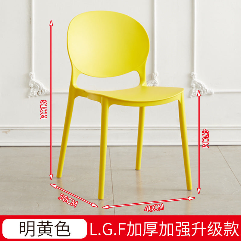 Stackable plastic dining chairs - home, backrest, nordic light luxury style - outdoor restaurant, bubble tea shop, food stall, commercial use