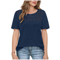 european and american  cross-border women's summer new arrival: mesh hollow-out breathable versatile round neck short sleeve t-shirt top