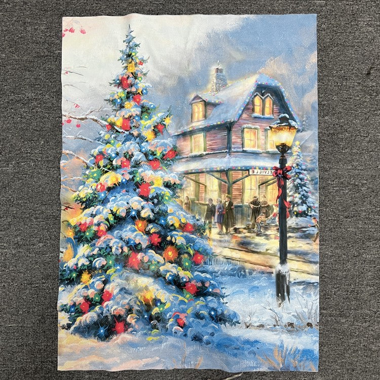 Cross-border Christmas decoration background canvas painting lights, holiday decoration dormitory led lighting, room layout, hanging paintings customization