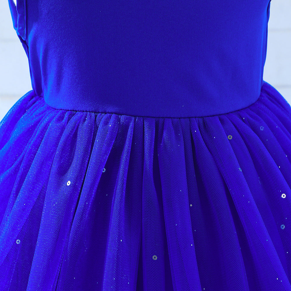 exclusive supply—european and american new children's dress suspender off-shoulder starry sky mesh skirt flower girl princess dress for children