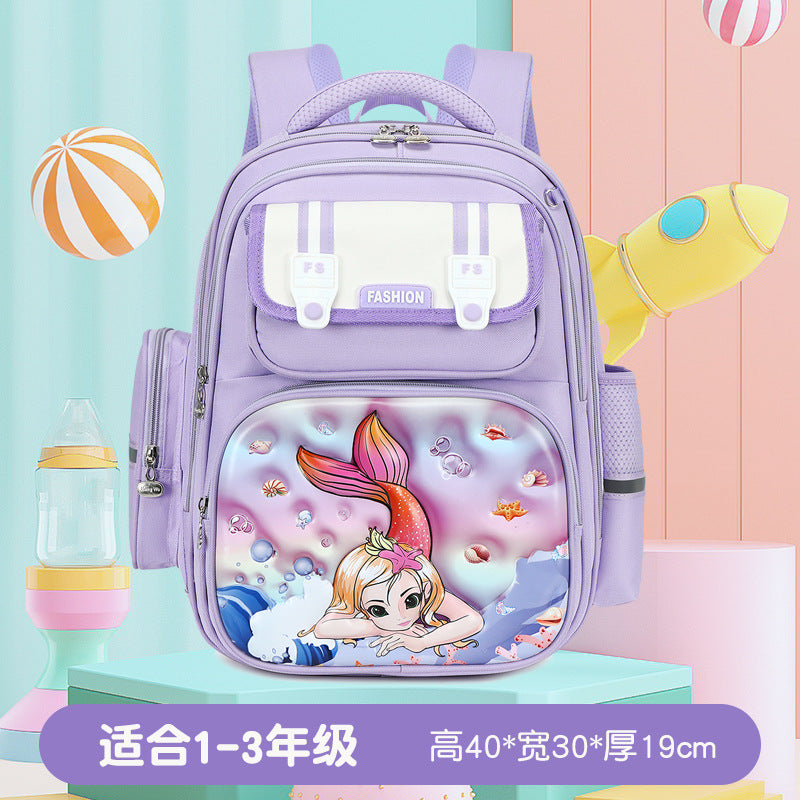 2024 cross-border school backpack for grades 3-6: large capacity, cartoon design, stylish, lightweight backpack with compartment