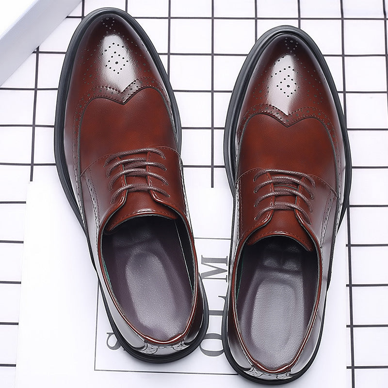 New men's brogue leather shoes - business casual, british style, formal dress shoes, korean style, breathable