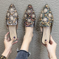 European station 2024 spring/summer new sexy printed rhinestone studded pearl pointed toe closed-toe thong sandals