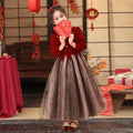 Ready-to-ship, hot-selling girls' formal dresses in festive red. new for , these long, elegant dresses are perfect for the new year and the fall/winter season. stylish and fashionable skirts