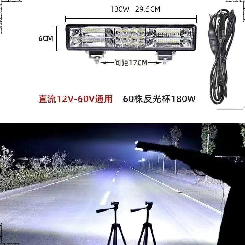 Car spotlight led strip light super bright 12v24 volt truck off-road roof modified China grid strong light flash bar light