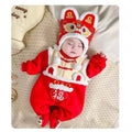 Baby onesie fall and winter clothing for men and women, baby new year's greetings, 100-day-old first-year catching-week dress, fleece-lined romper, chinese style