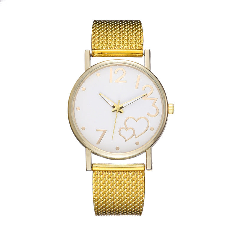 New arrival: women's casual fashion mesh strap heart-shaped watch - wholesale direct from manufacturer