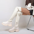 foreign trade women's large size boots fashionnew arrival over the knee round toe fly woven boots women's thick sole boots