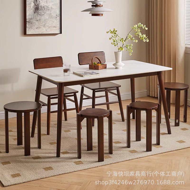 Solid wood stool, stackable coffee table, bench, for home, living room combination, stackable stool, spare small stool, universal wheel