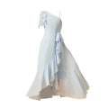 Custom-made european-style chiffon sundress for girls, perfect for export. this flowy and fresh dress features a minimalist design with short sleeves