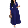 D3285  cross-border e-commerce women's fashion:  autumn new arrival - stylish, elegant, solid color plus size dress