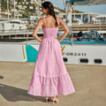 spring/summer new arrival: v-neck camisole dress with a-line silhouette, embroidered floral cutouts, and cinched waist – a slim-fit, cross-border style maxi dress