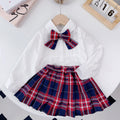 Korean and japanese style spring/autumn new girls' school uniform chic outfit set - girl's preppy blouse & jk skirt two-piece trendy set