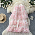 Fairy wind 3d floral mesh midi skirt - women's summer high-waisted a-line skirt - french chic, soft & versatile tulle skirt