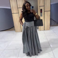 European and american cross-border women's fashion:  summer new arrivals - high-waisted plaid a-line casual versatile maxi skirt