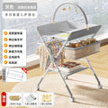 Upgraded and enhanced model [four-pole keel + storage rack + clothes drying pole + single-layer storage basket + universal silent wheel + multi-level adjustment + toy rack + three-piece gift set] gray