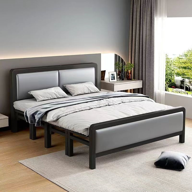 Four-fold foldable bed single bedfor homesimple office lunch break double rental house adult iron bed