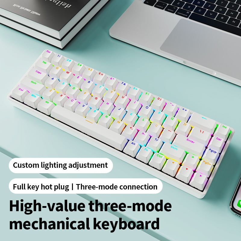 Longweishi ak68 key wireless wired bluetooth three-mode mechanical keyboard customized plug-in pbt game e-sports rgb