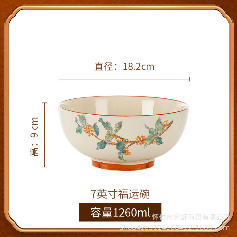 Bowl for home underglaze color pottery new chinoiserie good looking ceramic tableware rice noodle bowl large soup bowl
