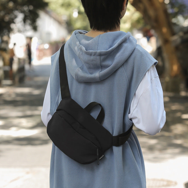 Satchel Women's Casual Hong Kong Style Shoulder Bag Nylon Cloth 2024 Autumn Breast Bag Handbag Textured Waterproof Student Crossbody Bag