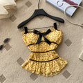 Sweet polka dot work clothing style tube top camisole women's summerruffles waist bows age-reducing tops