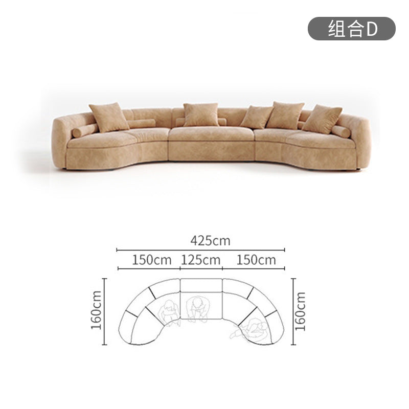 New arrival modern normcore cream style accessible luxury curved fabric sofa living room special-shaped zaji style sofa combination