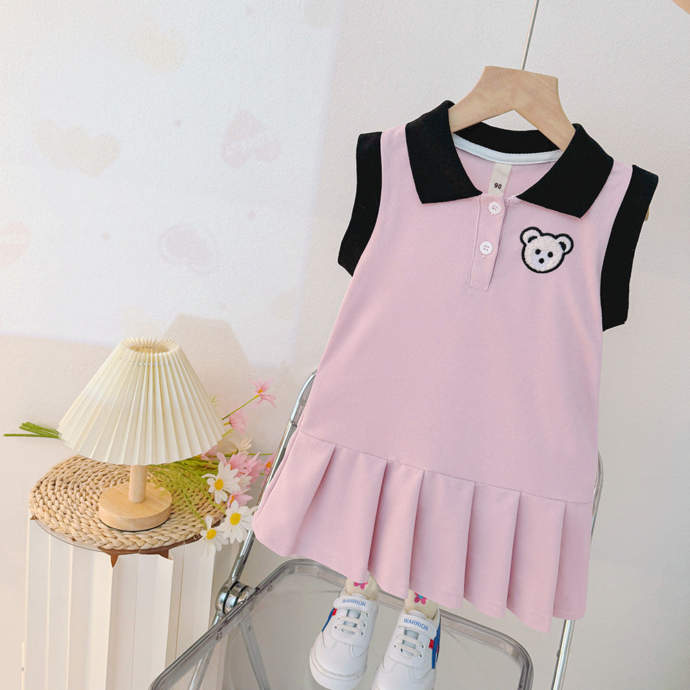 Girls' dress  new korean style children's polo dress casual chic fashionable sweet girl's skirt