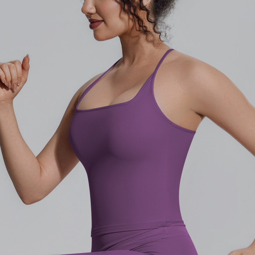 New arrival cross-border double-sided brocade pure color i-shaped beautiful back breathable tight vest sports running fitness yoga wear tops