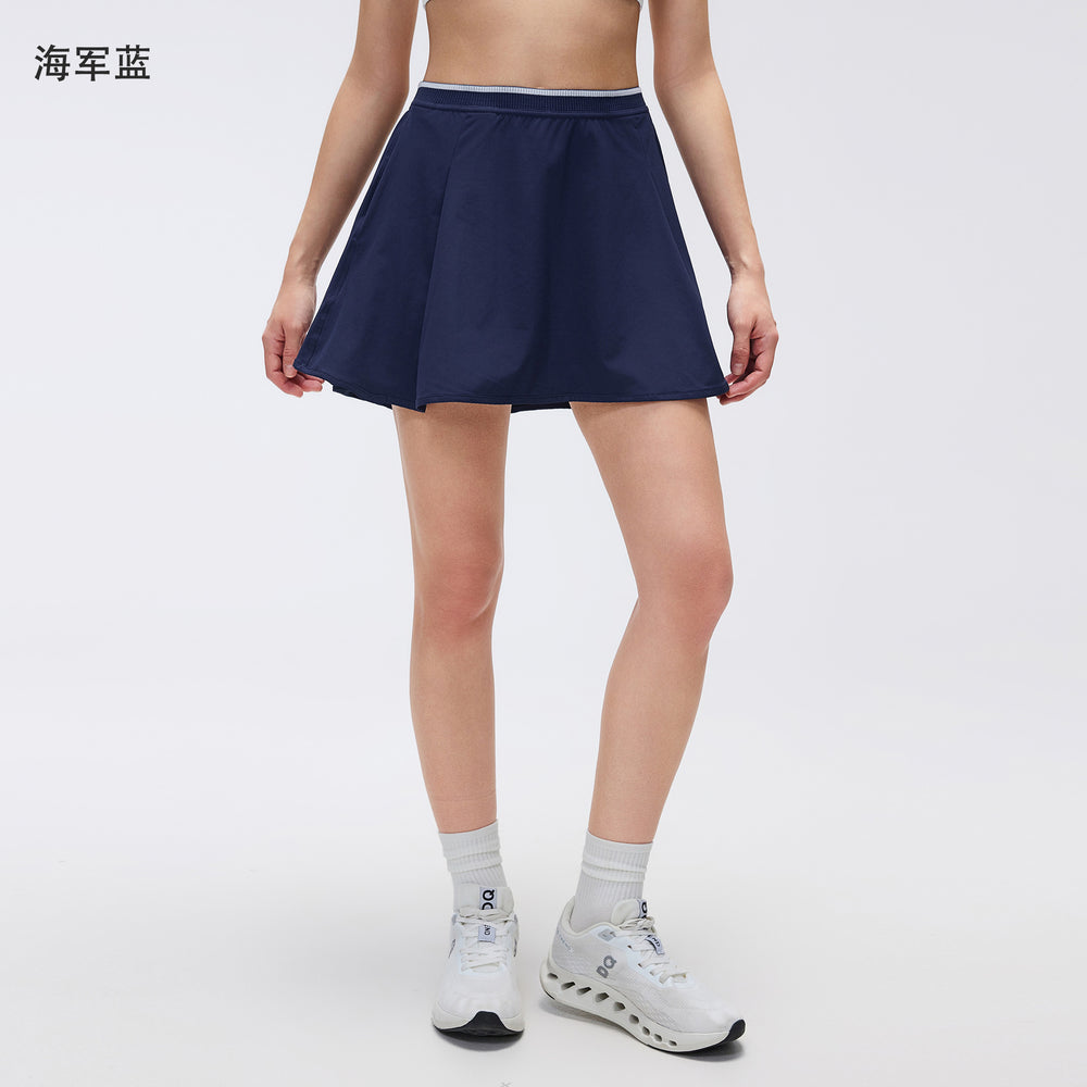 Contrast colorfake two-piece high waist yoga tennis skirt sweat-absorbent breathable fashion tape a-shaped sports skirt for women d26010