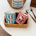 American striped cat ceramic mug - breakfast cup, couple's style, cartoon mug, large capacity, high-value milk cup