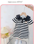 Girls' princess dress -  summer new arrival: stylish korean style, sweet and cute striped polo dress for babies