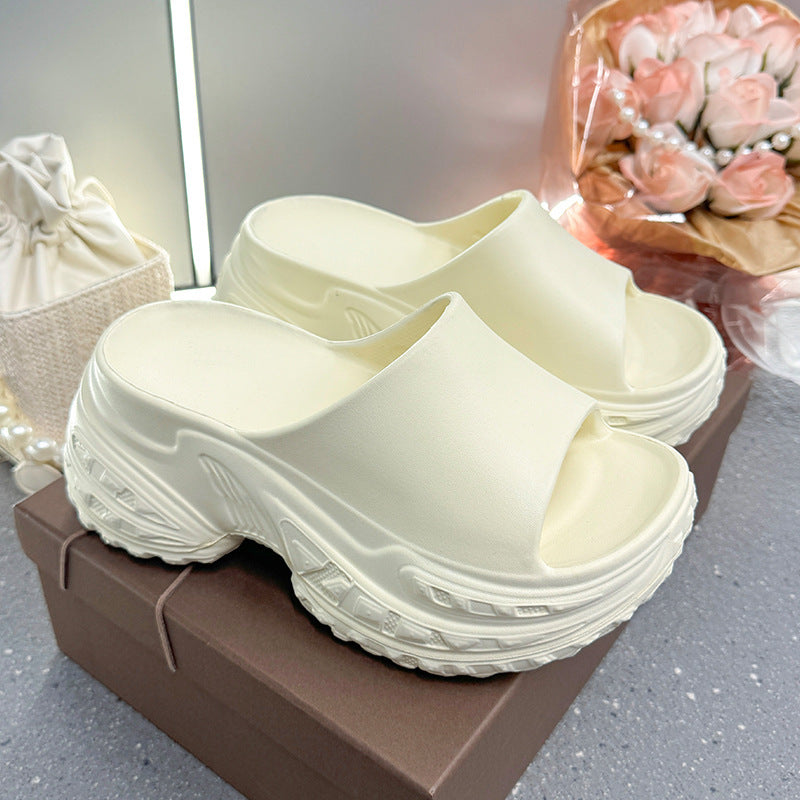 Women's summer 2025 new fashion outdoor wearable sandals & slippers - indoor home anti-slip thick sole high heel thong sandals