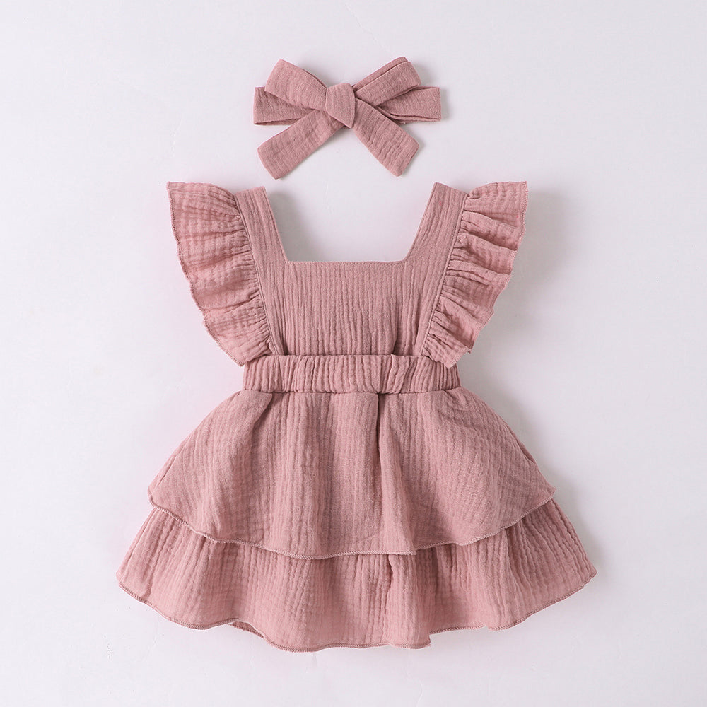 children's skirt two-piece headwear dresssuit baby dress dress cotton new arrival dress style vacation fashion