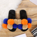 European and american style fashion pom-pom slippers - amazon new autumn/winter collection, plus size fox fur, export model, autumn/winter cotton slippers for women