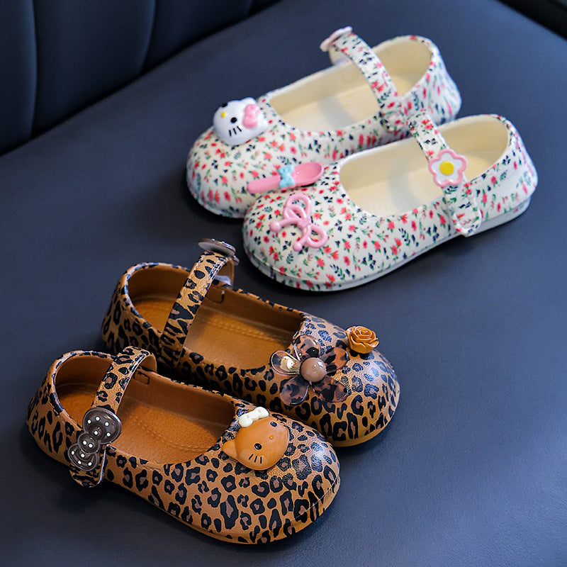 Floral princess shoes girls' slippers clogs kids' summer closed-toe non-slip soft sole family matching outdoor girls' sandals